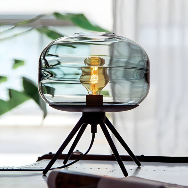 Veioză decorativă, E27, model industrial minimalist pentru un interior rafinat, materiale premium, Metal și sticlă, dimensiuni 35,5x29cm