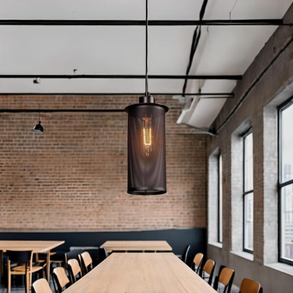 Corp de iluminat tip Pendul, din fier, E27, model industrial, iluminare ambientală, Negru, Metal, dimensiuni 24x12cm, lungime cablu 95cm